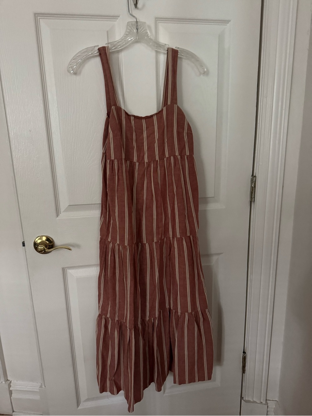 Madewell Women’s Rust Stripe Tiered Maxi Dress